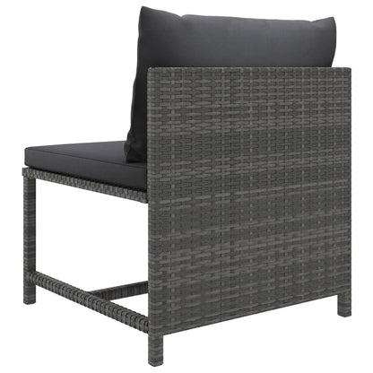 loungesæt til haven 3 dele med hynder polyrattan grå