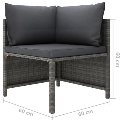loungesæt til haven 3 dele med hynder polyrattan grå