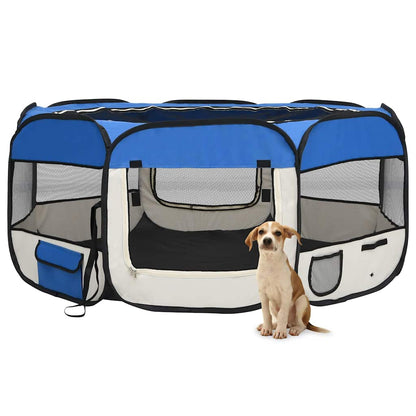 foldbar hundegård med bæretaske 145x145x61 cm blå