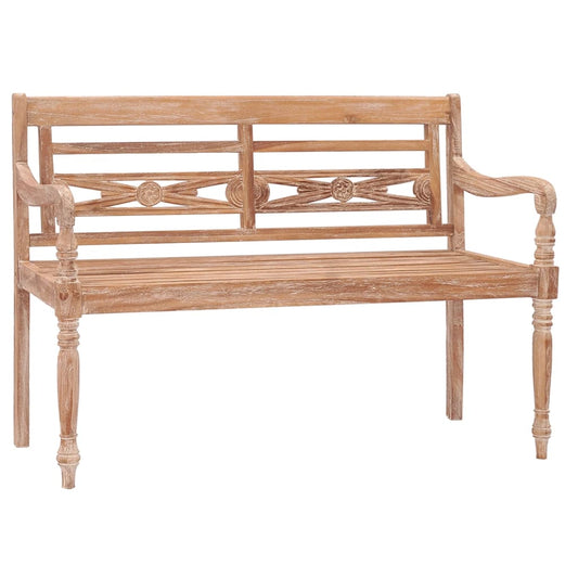 Batavia-bænk 120 cm massivt teaktræ hvidtet finish