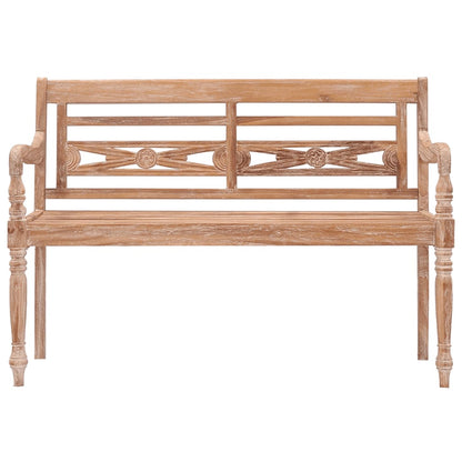 Batavia-bænk 120 cm massivt teaktræ hvidtet finish