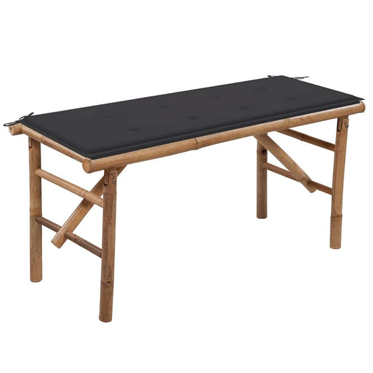 foldbar havebænk med hynde 118 cm bambus