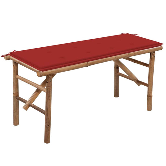 foldbar havebænk med hynde 118 cm bambus