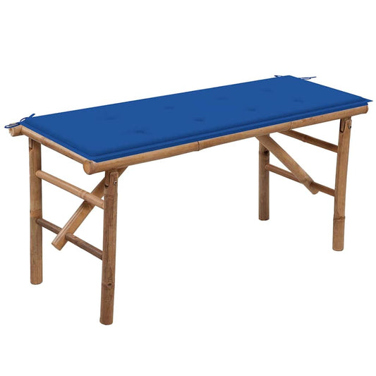 foldbar havebænk med hynde 118 cm bambus