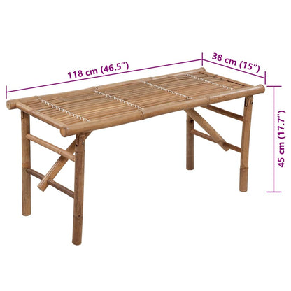 foldbar havebænk med hynde 118 cm bambus