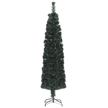 kunstigt smalt juletræ med juletræsfod 240 cm fiberoptisk