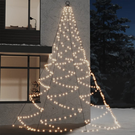 LED-juletræ til væg med metalkrog 720 LED'er 5 m varm hvid