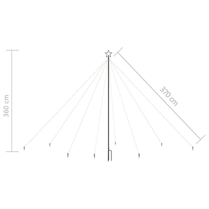 LED-juletræ 576 LED'er 3,6 m inde/ude blåt lys
