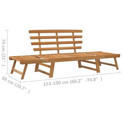 havebænk 2-i-1 190 cm massivt akacietræ