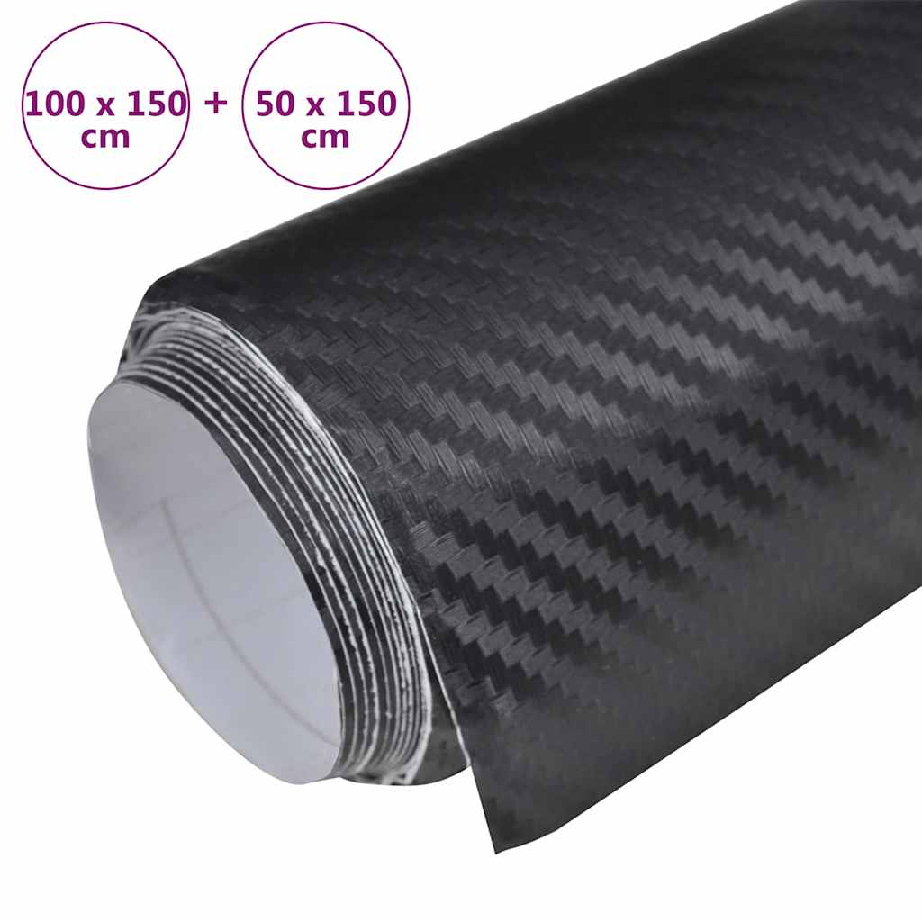 bilfolier 2 st. 100x150 cm + 50x150 cm 3D svart