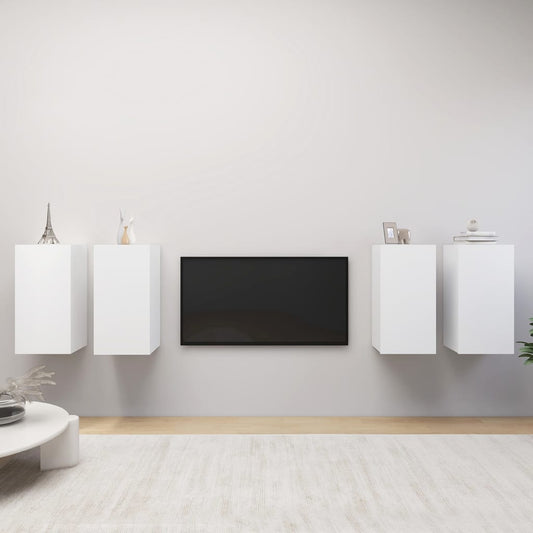 tv-borde 4 stk. 30,5x30x60 cm konstrueret træ hvid