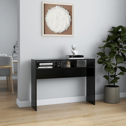 konsolbord 105x30x80 cm konstrueret træ sort