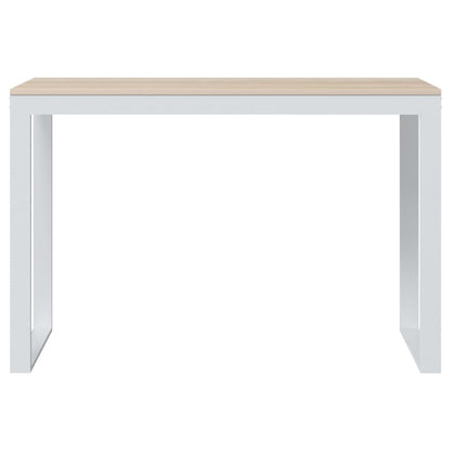 computerbord 110x60x73 cm spånplade hvid og egetræsfarvet