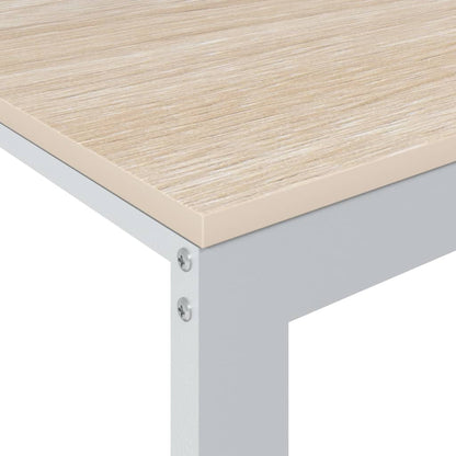 computerbord 110x60x73 cm spånplade hvid og egetræsfarvet
