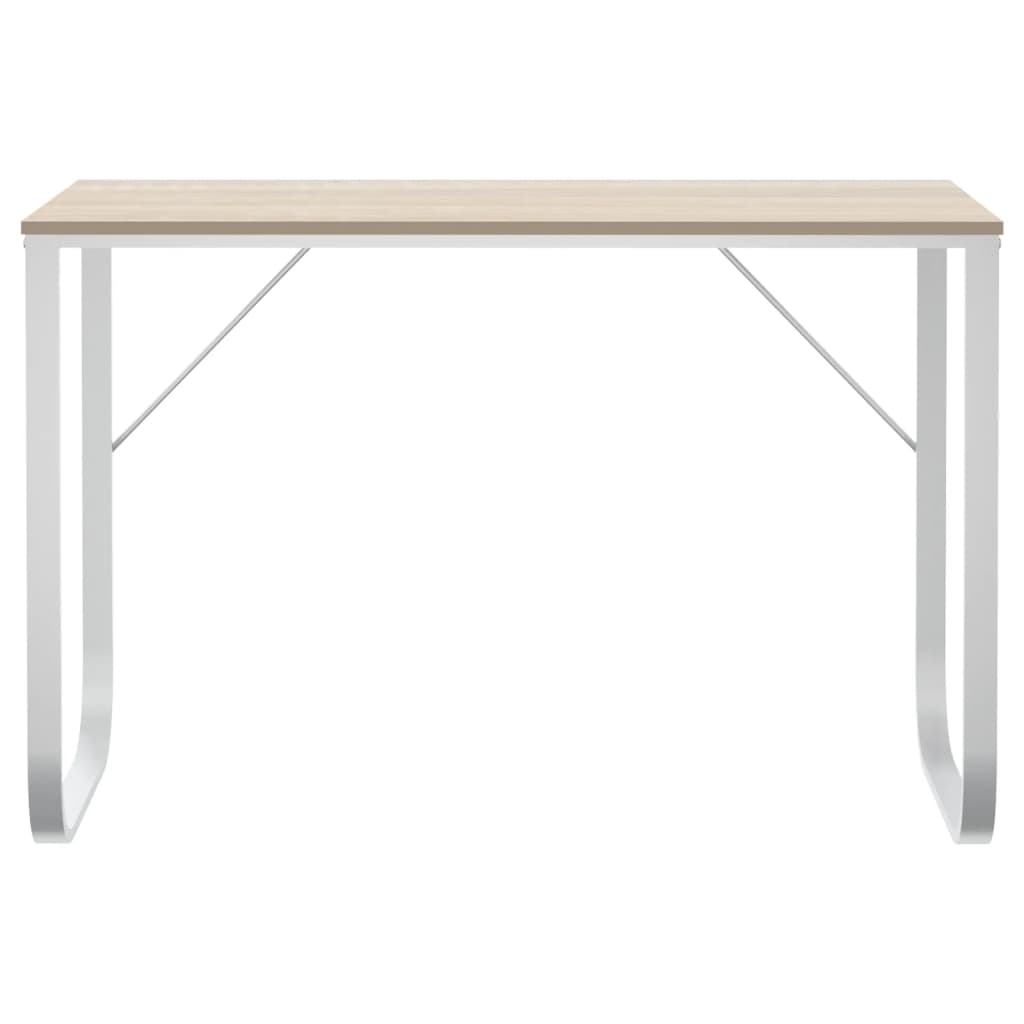 computerbord 110x60x73 cm spånplade hvid og egetræsfarvet