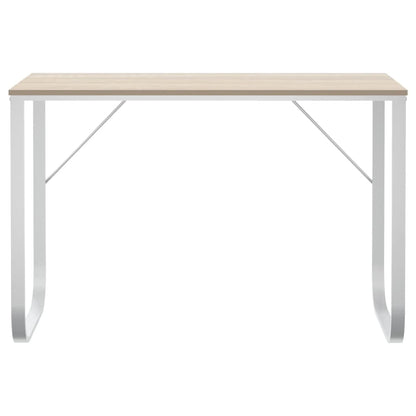 computerbord 110x60x73 cm spånplade hvid og egetræsfarvet