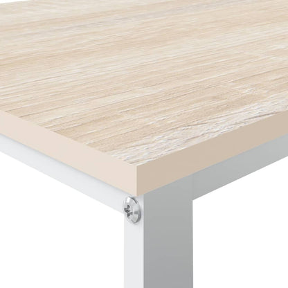 computerbord 110x60x73 cm spånplade hvid og egetræsfarvet