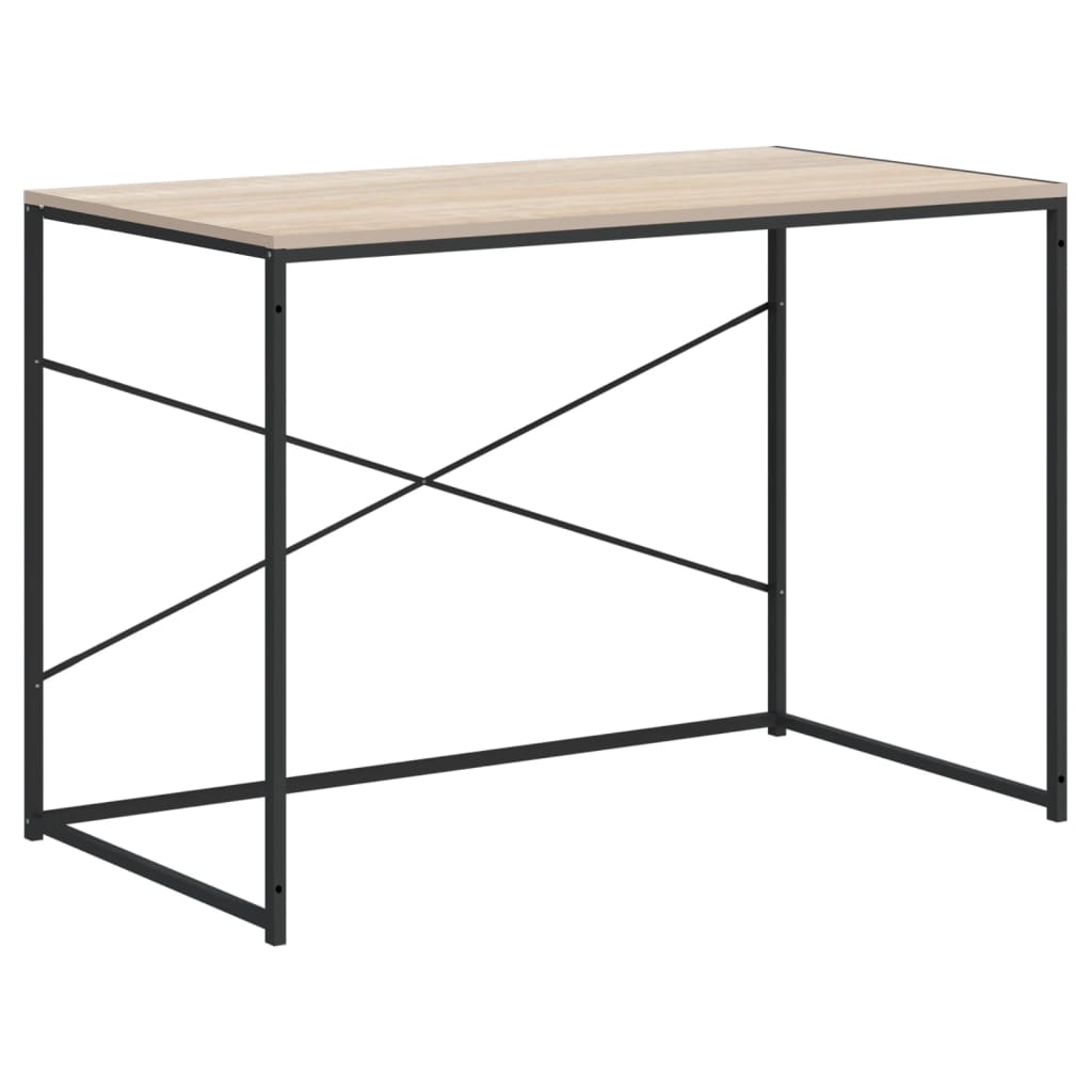 computerbord 110x60x70 cm konstrueret træ sort og egetræsfarvet