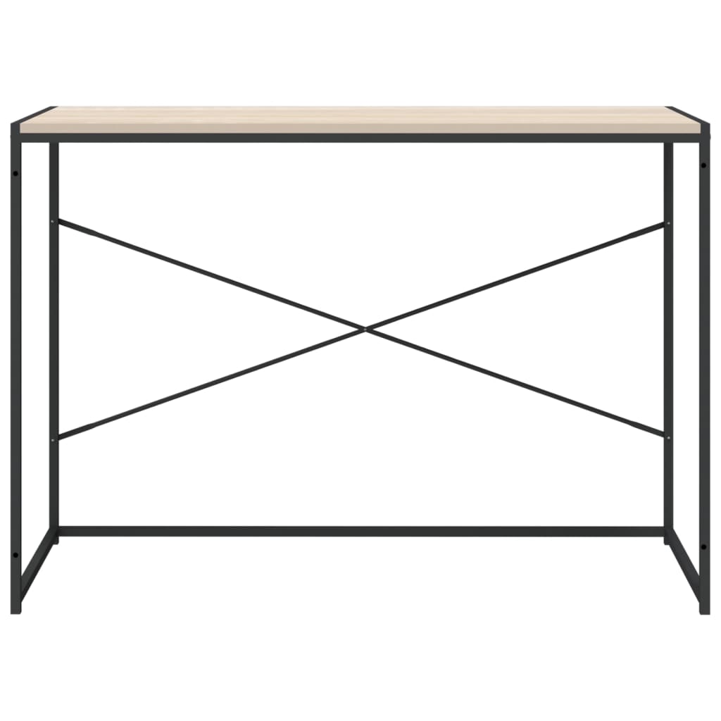computerbord 110x60x70 cm konstrueret træ sort og egetræsfarvet
