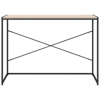computerbord 110x60x70 cm konstrueret træ sort og egetræsfarvet