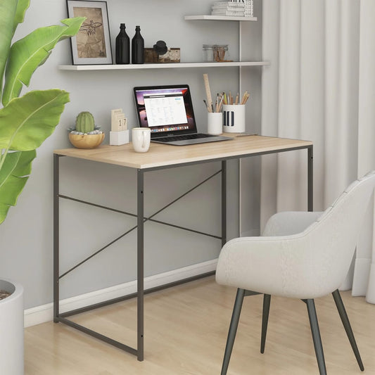 computerbord 110x60x70 cm konstrueret træ sort og egetræsfarvet