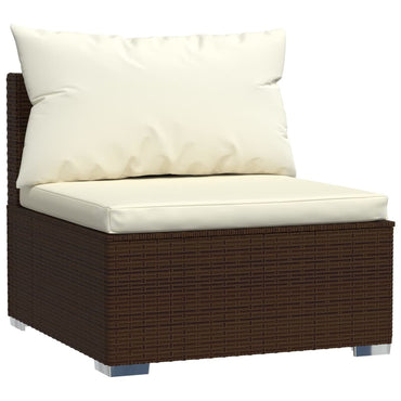 midtersæde til havesofa med hynder polyrattan brun