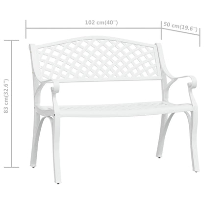 havebænk 102 cm støbt aluminium hvid