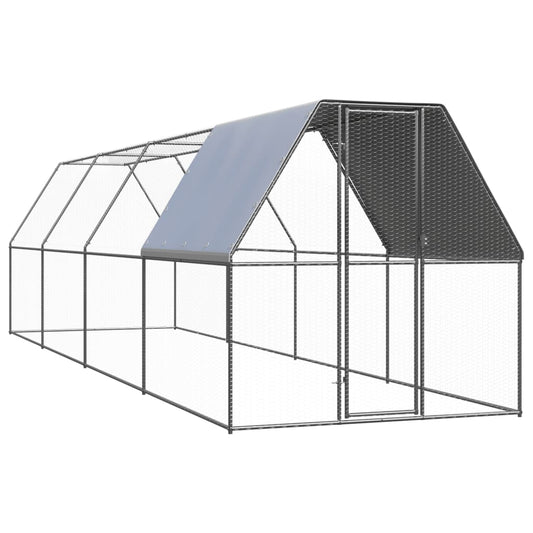 udendørs hønsegård 2x8x2 m galvaniseret stål