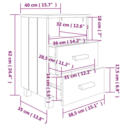 sengeskab HAMAR 2 stk. 40x35x44,5 cm fyrretræ honningfarvet