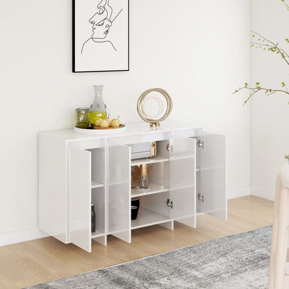 skænk 120x41x75 cm konstrueret træ hvid højglans