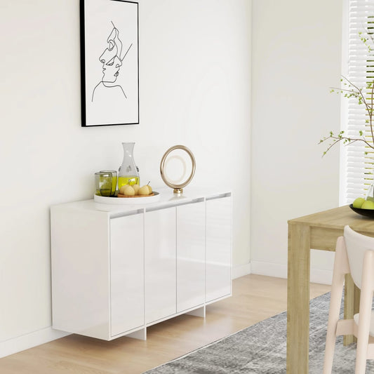 skænk 120x41x75 cm konstrueret træ hvid højglans