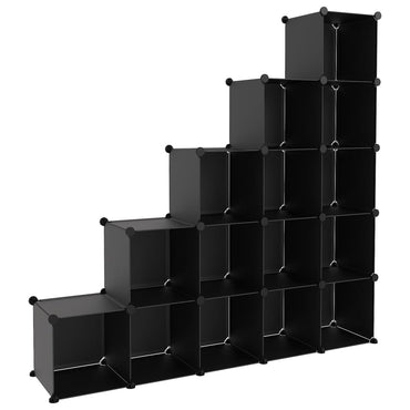 kubeformede opbevaringskasser 15 stk. PP sort