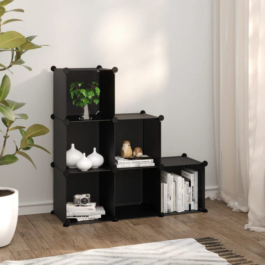 kubeformede opbevaringskasser 6 stk. PP sort