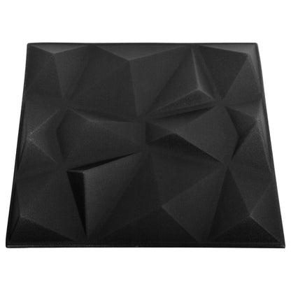 3D-vægpaneler 24 stk. 50x50 cm 6 m² diamant sort