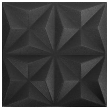 3D-vægpaneler 24 stk. 50x50 cm 6 m² origami sort