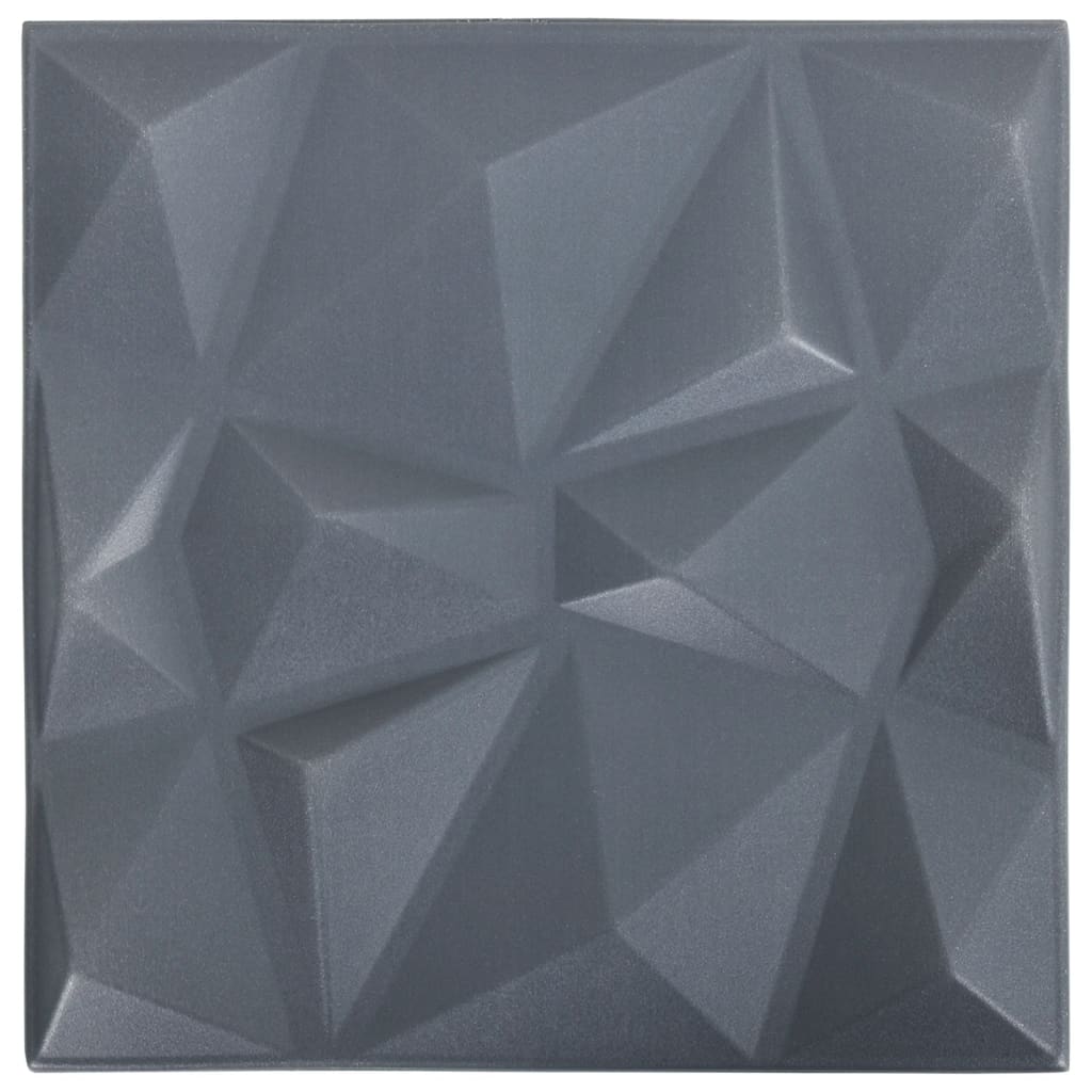 3D-vægpaneler 12 stk. 50x50 cm 3 m² diamant grå