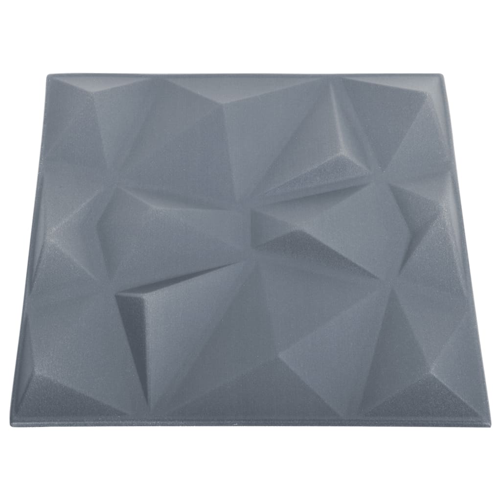 3D-vægpaneler 12 stk. 50x50 cm 3 m² diamant grå