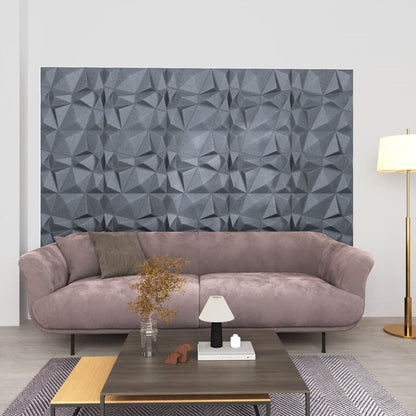 3D-vægpaneler 12 stk. 50x50 cm 3 m² diamant grå
