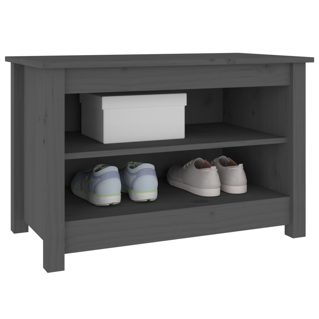 skobænk 70x38x45,5 cm massivt fyrretræ grå