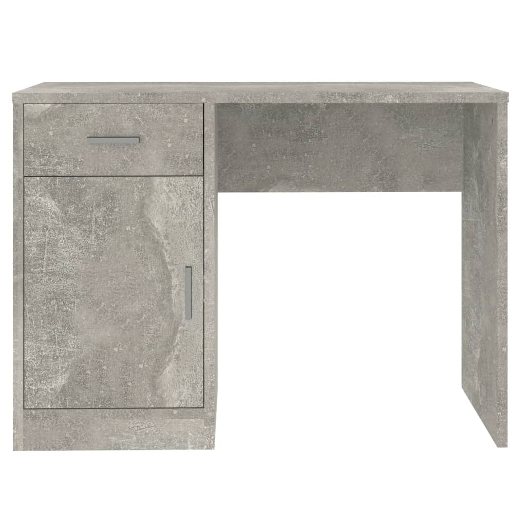 skrivebord med skuffe og skab 100x40x73 cm konstrueret træ grå