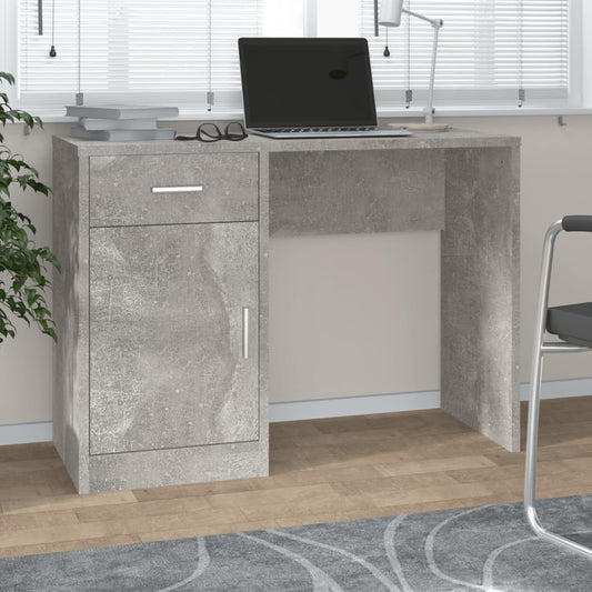 skrivebord med skuffe og skab 100x40x73 cm konstrueret træ grå