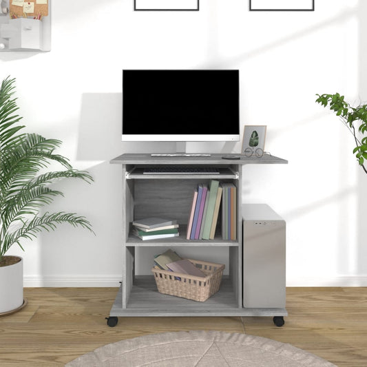 Computertisch 80x50x75 cm, Holzwerkstoff, Sonoma-Eiche, grau