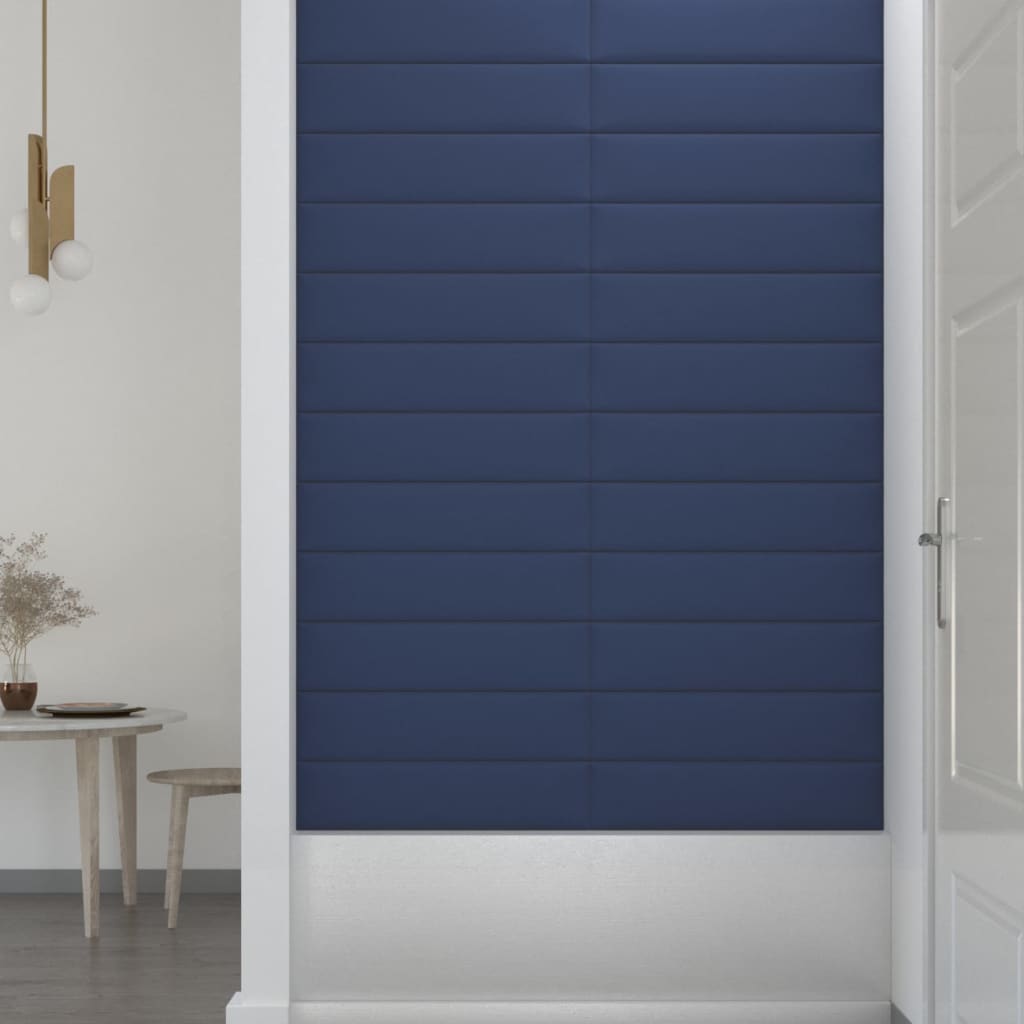 vægpaneler 12 stk. 60x15 cm 1,08 m² stof blå