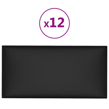 vægpaneler 12 stk. 60x30 cm 2,16 m² kunstlæder sort
