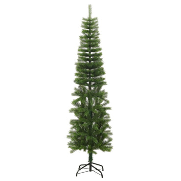 kunstigt smalt juletræ med juletræsfod 210 cm PE