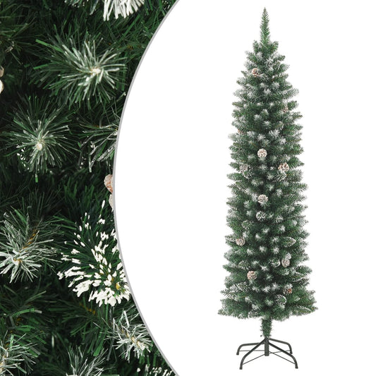 kunstigt smalt juletræ med juletræsfod 240 cm PVC