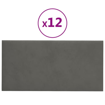 vægpaneler 12 stk. 60x30 cm 2,16 m² fløjl mørkegrå
