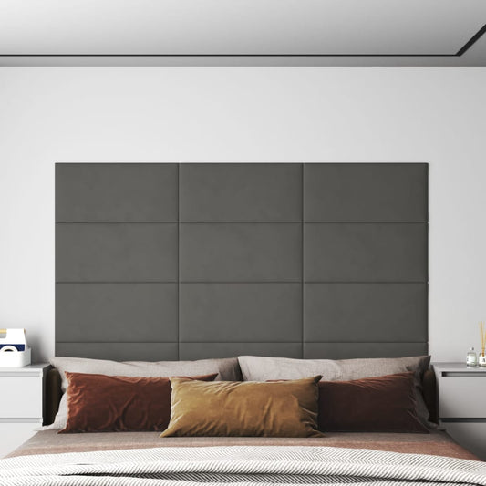 vægpaneler 12 stk. 60x30 cm 2,16 m² fløjl mørkegrå
