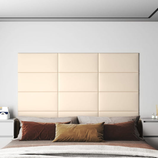 vægpaneler 12 stk. 60x30 cm 2,16 m² fløjl cremefarvet