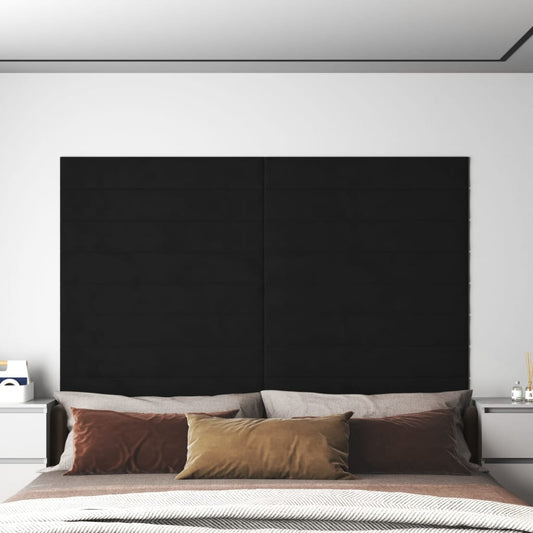 vægpaneler 12 stk. 90x15 cm 1,62 m² fløjl sort